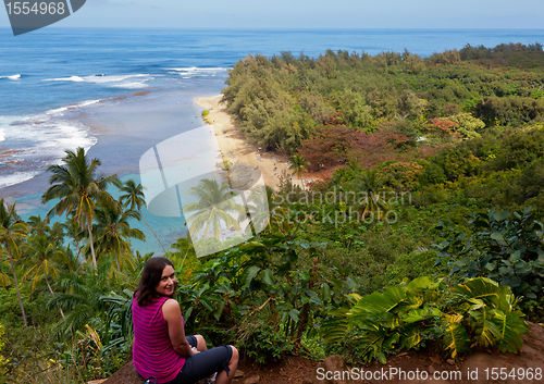 Image of Ke'e beach on Kauai from trail