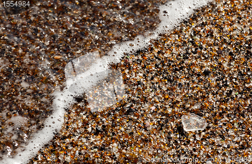 Image of Closeup of glass fragments on beach