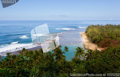 Image of Ke'e beach on Kauai from trail