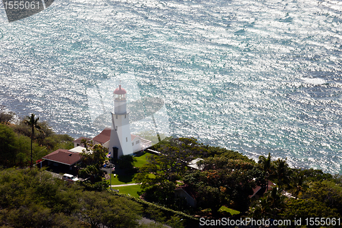 Image of Lighthouse on coast of Waikiki in Hawaii