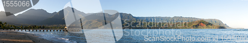 Image of Sunrise panorama in Hanalei Bay Kauai