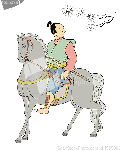 Image of Samurai warrior riding horse