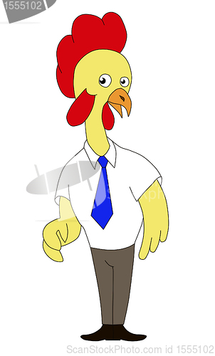 Image of cartoon rooster chicken standing surprised