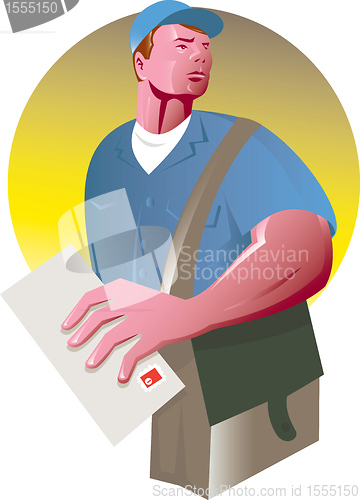 Image of postman mailman with mail envelope mailbag