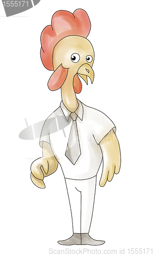 Image of cartoon rooster chicken standing surprised