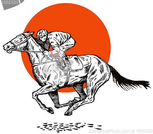 Image of horse and jockey racing
