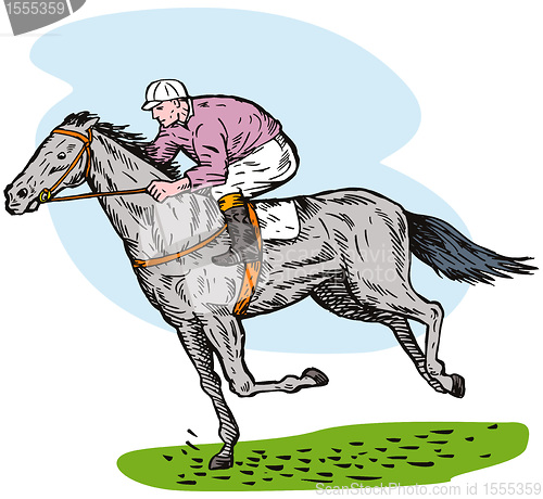 Image of horse and jockey racing