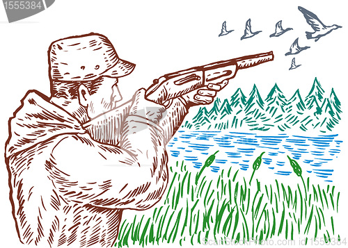Image of hunter aiming shotgun rifle