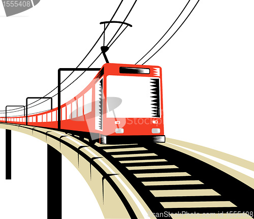 Image of diesel train locomotive bridge