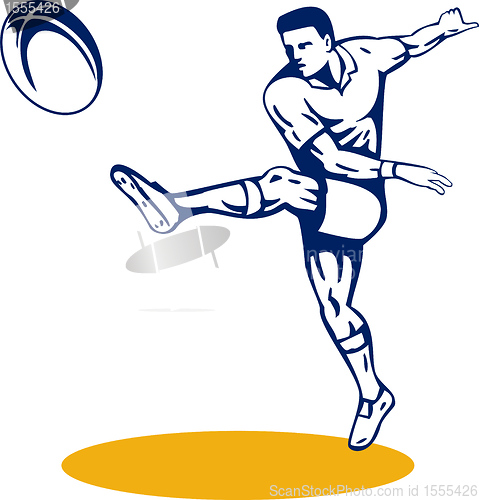 Image of rugby player kicking ball