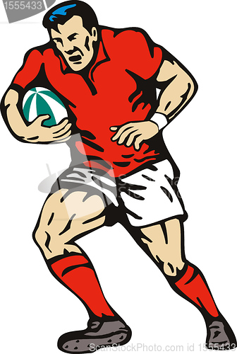 Image of rugby player running passing the ball