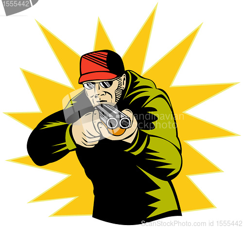 Image of hunter aiming shotgun rifle gun