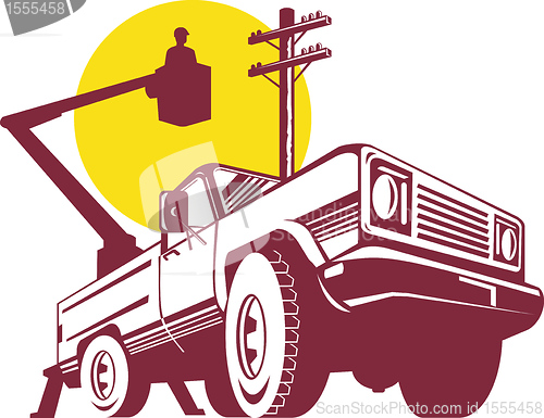 Image of bucket pick-up truck with cherry picker 