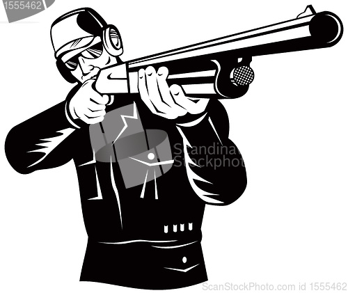 Image of hunter aiming shotgun rifle