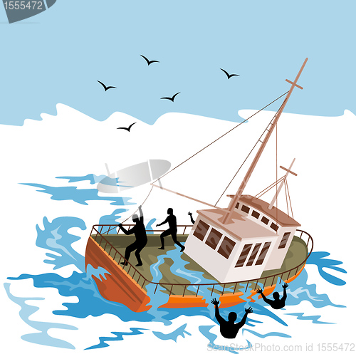 Image of fishing boat at sea