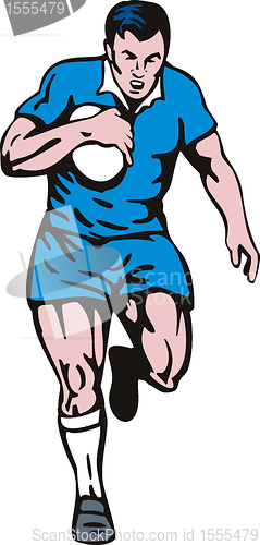 Image of rugby player running passing the ball