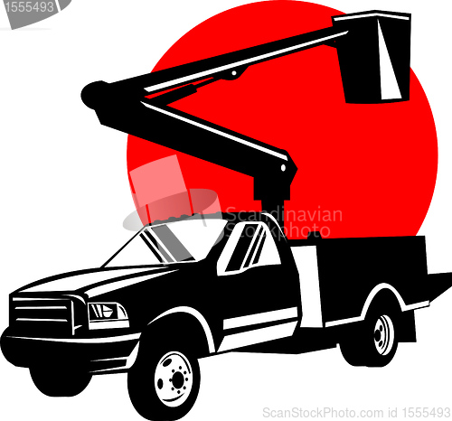 Image of bucket pick-up truck with cherry picker 