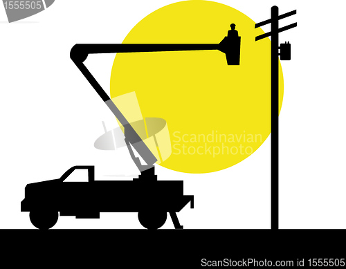Image of bucket pick-up truck with cherry picker 