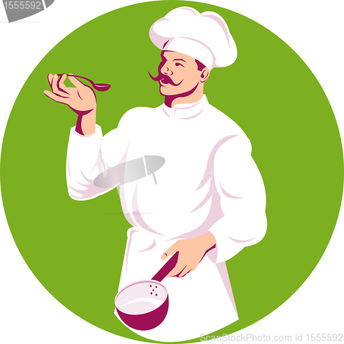 Image of chef cook done in retro woodcut