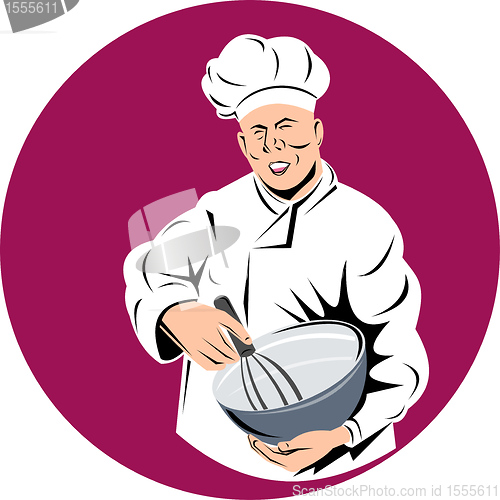 Image of chef cook done in retro woodcut