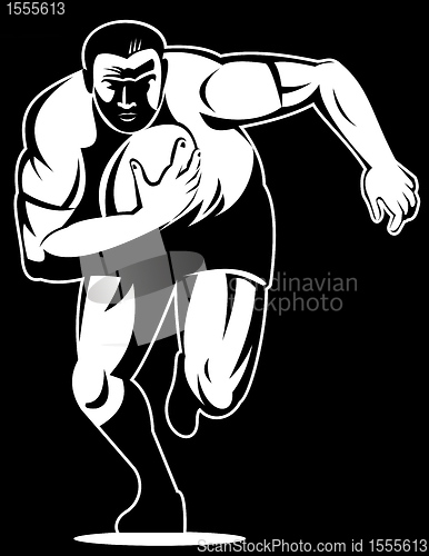 Image of rugby player running passing the ball