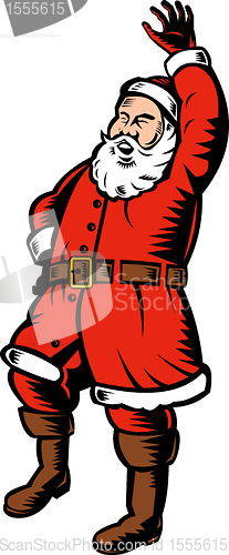 Image of Father Christmas Santa Claus waving hello