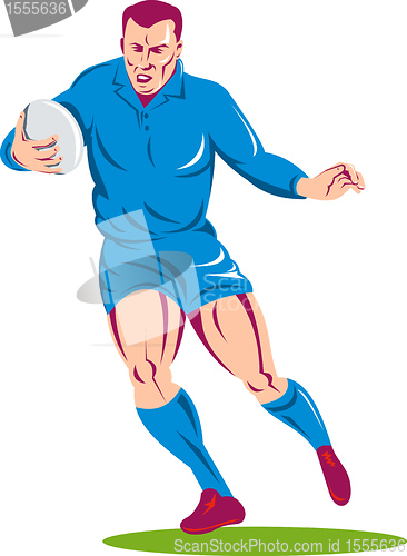 Image of ugby player running passing the ball