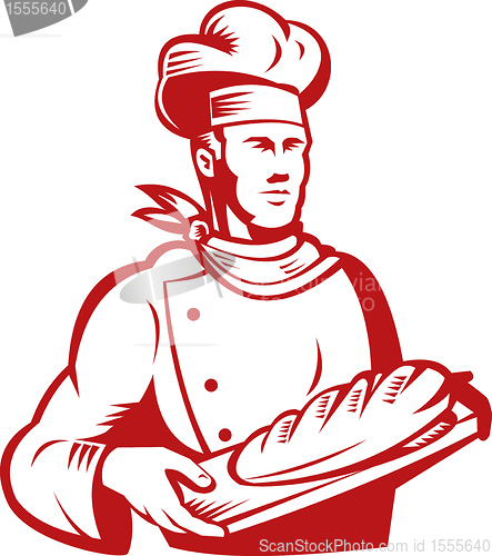 Image of chef cook done in retro woodcut