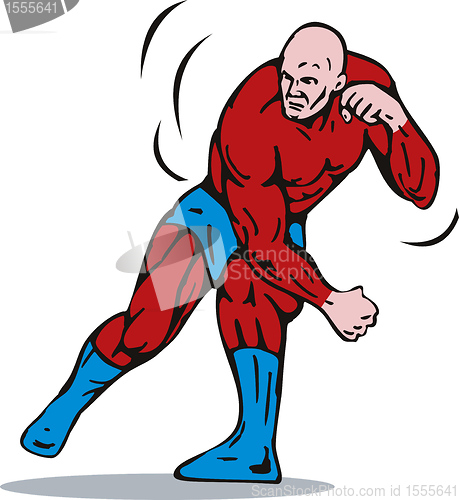 Image of cartoon super hero running punching