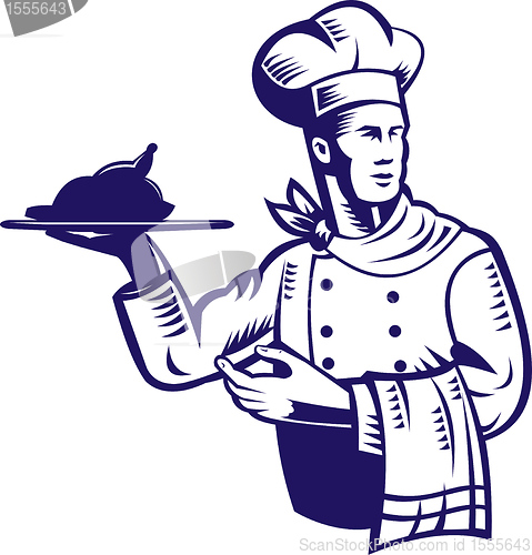 Image of chef cook done in retro woodcut