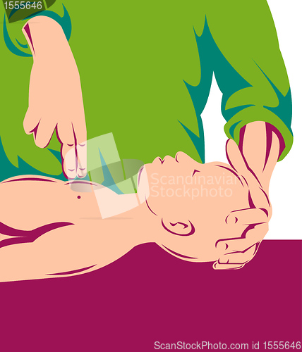 Image of adult performing cpr on an infant child