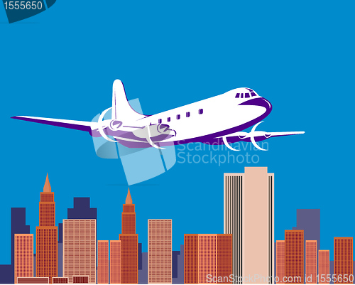 Image of propeller airplane airliner