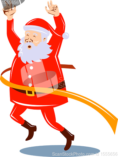 Image of Father Christmas Santa Claus running a race