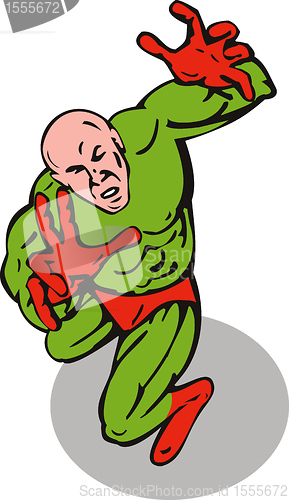 Image of cartoon super hero running punching