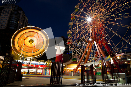 Image of Amusement park at night