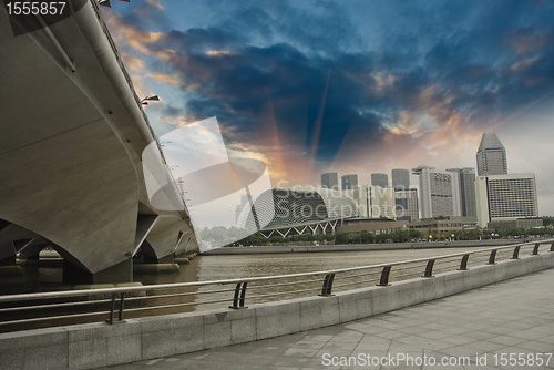 Image of Bridge and Buildings in Singapore