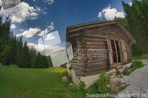Image of Hut and Trees in the Dolomites