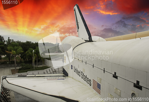 Image of Sky colors over Space Shuttle