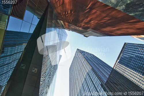 Image of New York City Skyscrapers with Reflections