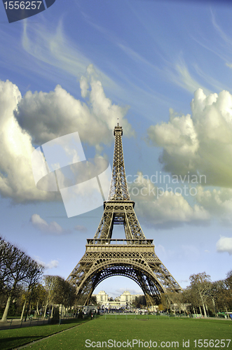 Image of Sky Colors over Eiffel Tower in Paris
