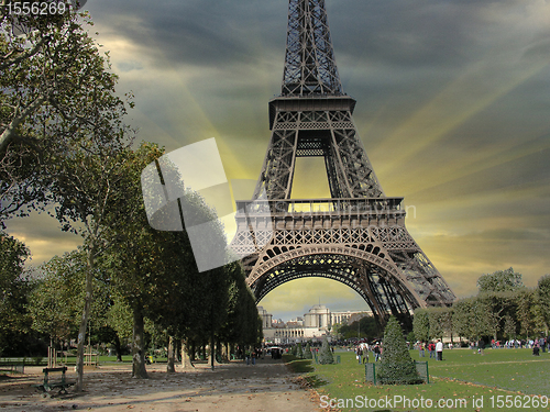 Image of Eiffel Tower from Parc du Champs de Mars, Paris