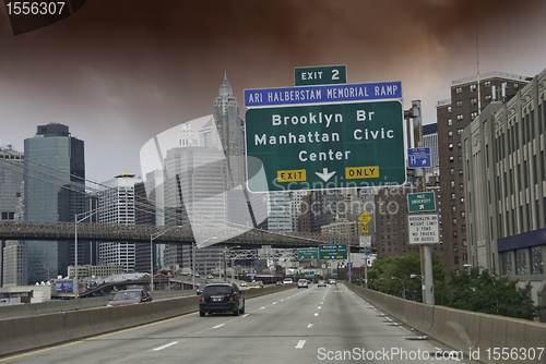 Image of Entering New York City with a Cloudy Sky