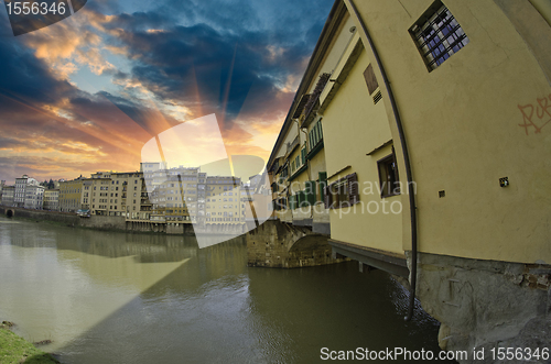 Image of Sky Colors over Ponte Vecchio in Florence