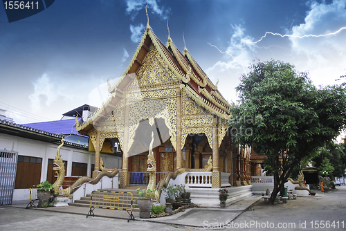 Image of Thunderstorm over Thai Temple