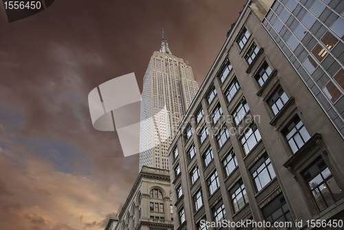 Image of Dramatic Sky over New York City Skyscrapers