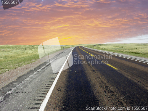 Image of American Road at Sunset, U.S.A.