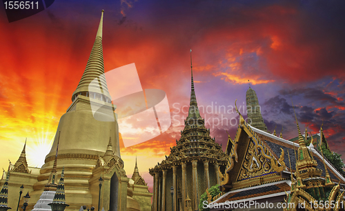 Image of Thai Temple and Sky Colors