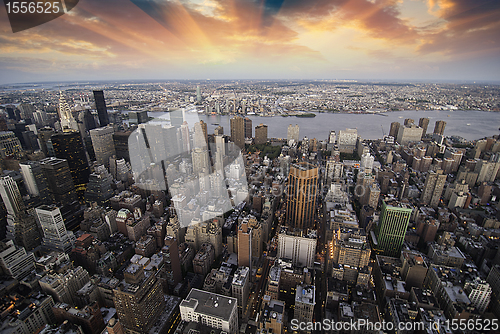 Image of Sunset over New York City Skyscrapers