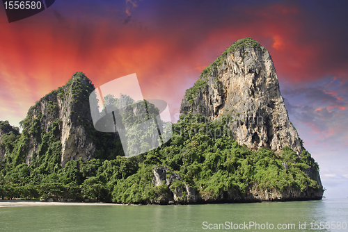 Image of Sky Colors over a Thai Island in Krabi Region