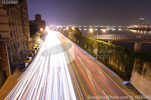 Image of Highway traffic at night